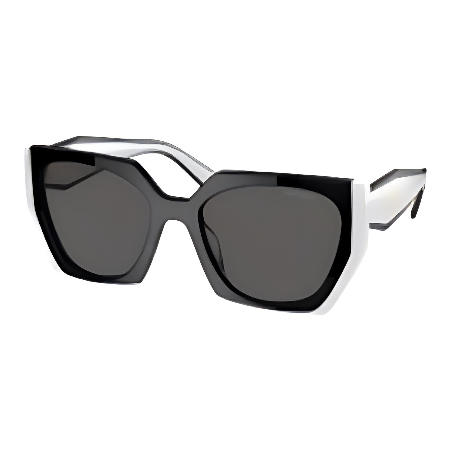 PRADA Logo Square Sunglasses Unisex Couple Style in White. 0PR15WSF09Q5S055