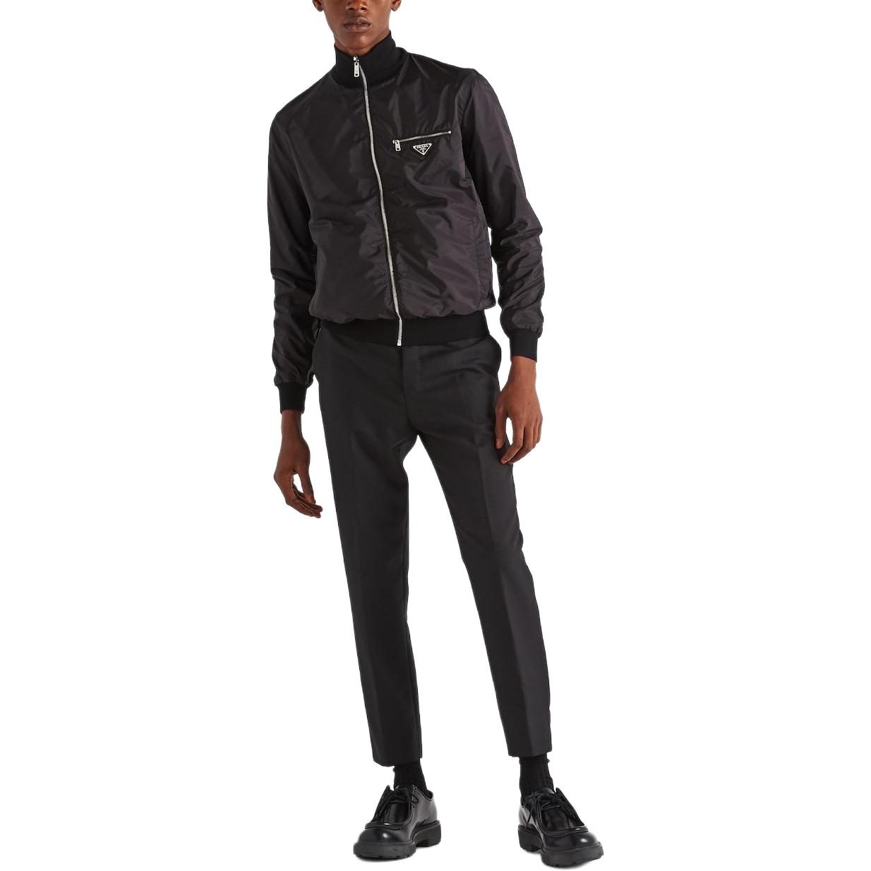 Lookbook PRADA Logo Stand Collar Reversible Long Sleeve Jacket for Men - Black. UMC096-1UPF-F0002-S-192