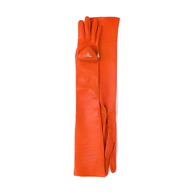 PRADA Long Soft Lambskin Leather Gloves Orange 1GG144-2DWZ-F0049