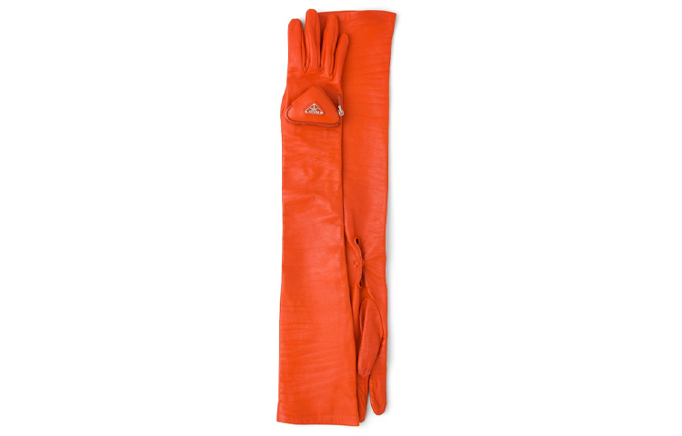 PRADA Long Soft Lambskin Leather Gloves Orange 1GG144-2DWZ-F0049 圖 2