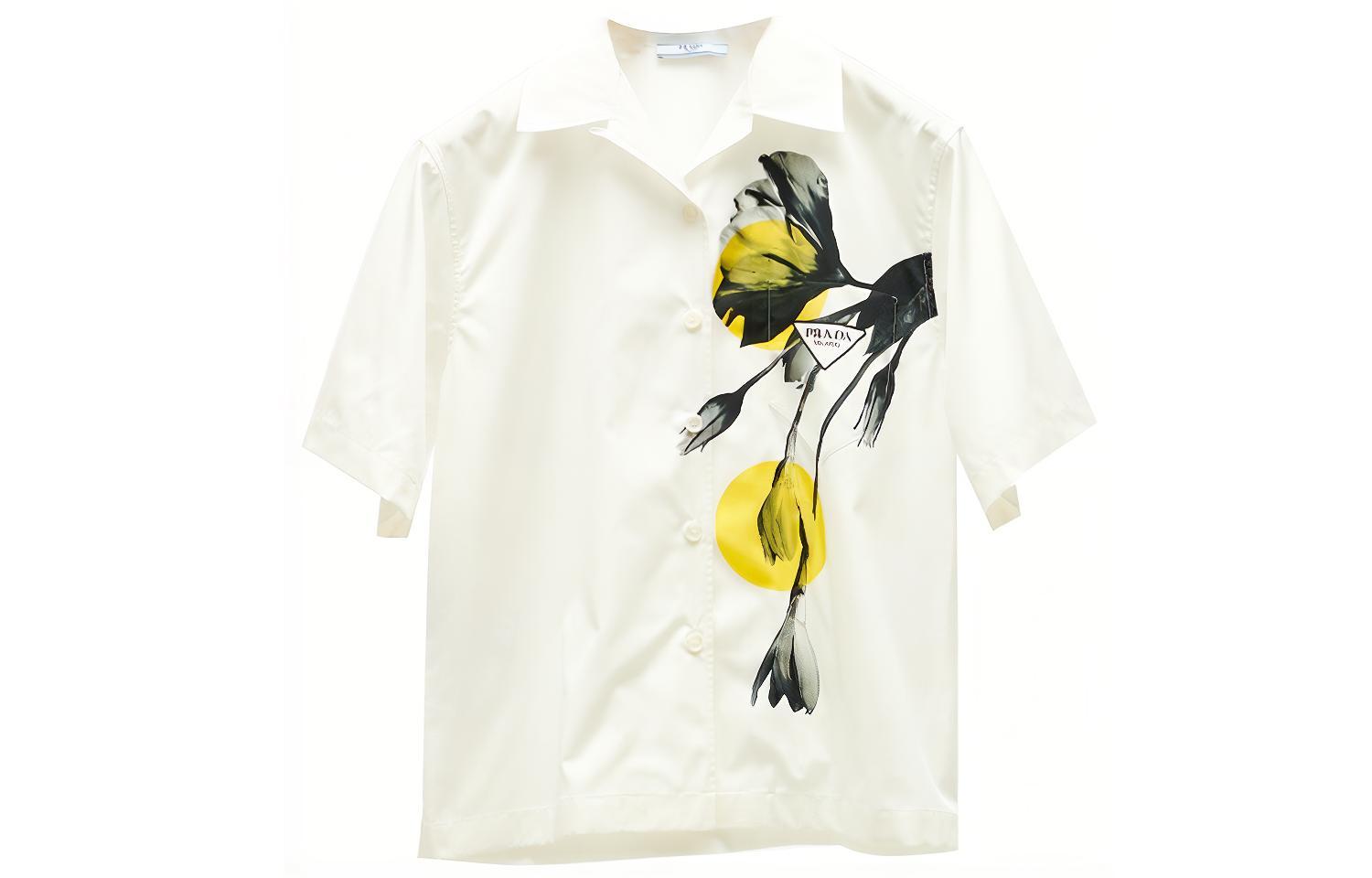 PRADA Loose-Fit Print Short-Sleeve Sunscreen Shirt - White P433BY10N0-F0009