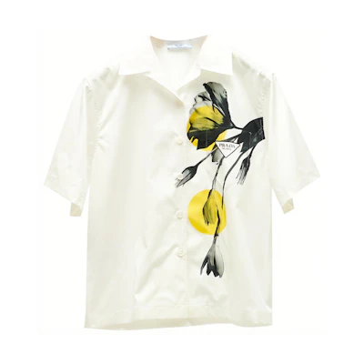 PRADA Loose-Fit Print Short-Sleeve Sunscreen Shirt - White P433BY10N0-F0009