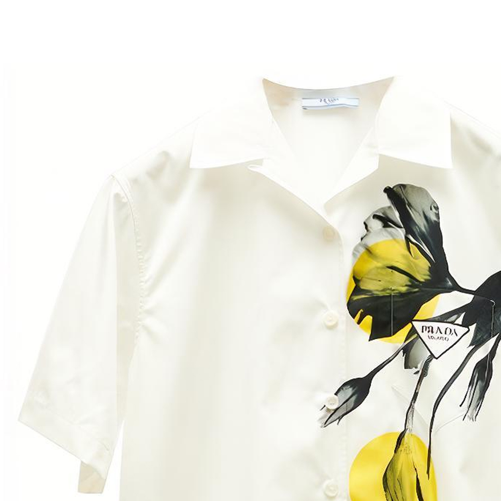 Sizing プラダ ルーズフィット プリント 半袖 サンスクリーンシャツ - ホワイト P433BY10N0-F0009