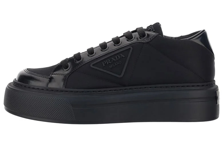 Prada Low-Top Platform Sneakers 'Black Nylon Leather'
