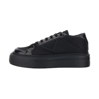 Prada Low-Top Platform Sneakers 'Black Nylon Leather'