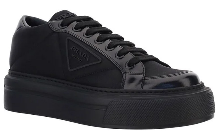 Prada Low-Top Platform Sneakers 'Black Nylon Leather' 圖 3