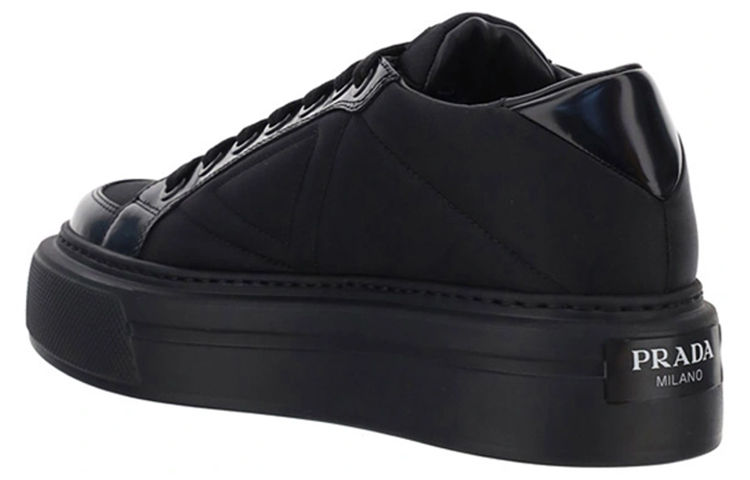 Prada Low-Top Platform Sneakers 'Black Nylon Leather' 圖 4
