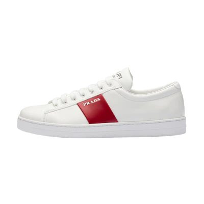Prada Low-Top Leather Sneakers 'White Red'