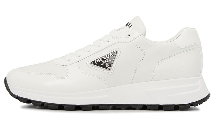 Buy プラダ レザー スニーカー (ホワイト) 2EE369_3LKI_F0964
