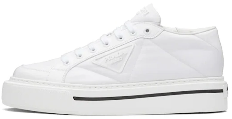 PRADA Macro 皮革尼龙 時尚板鞋 男款 白色 Buy PRADA Macro 皮革尼龙 時尚板鞋 男款 白色