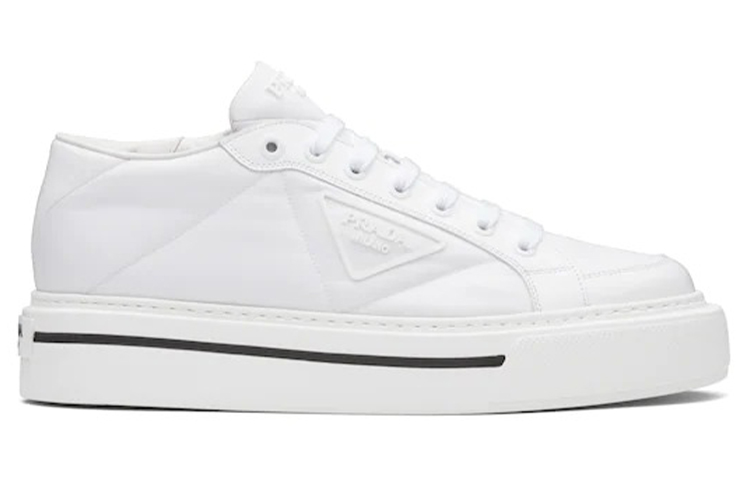 Order PRADA Macro 皮革尼龙 時尚板鞋 男款 白色