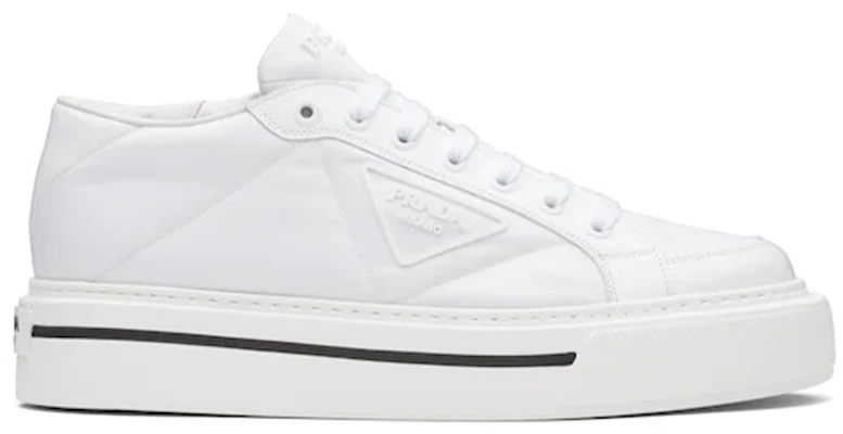 PRADA Macro 皮革尼龙 時尚板鞋 男款 白色 Order PRADA Macro 皮革尼龙 時尚板鞋 男款 白色