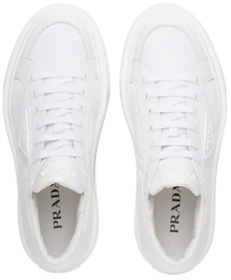 PRADA Macro 皮革尼龙 時尚板鞋 男款 白色 Shop PRADA Macro 皮革尼龙 時尚板鞋 男款 白色