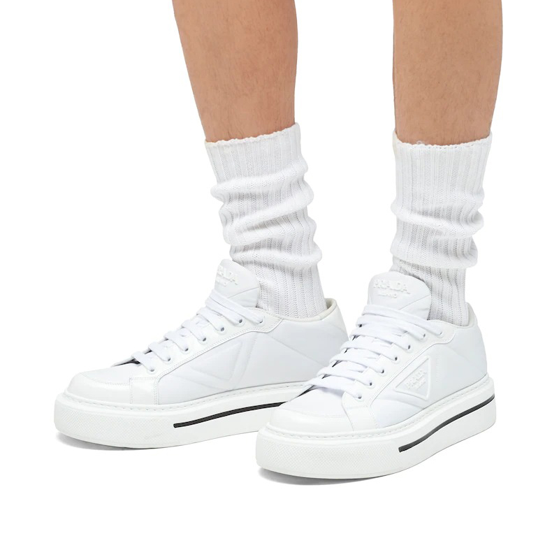 Details for PRADA Macro 皮革尼龙 時尚板鞋 男款 白色