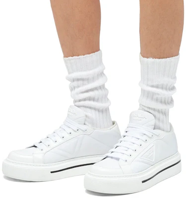 PRADA Macro 皮革尼龙 時尚板鞋 男款 白色 Details for PRADA Macro 皮革尼龙 時尚板鞋 男款 白色