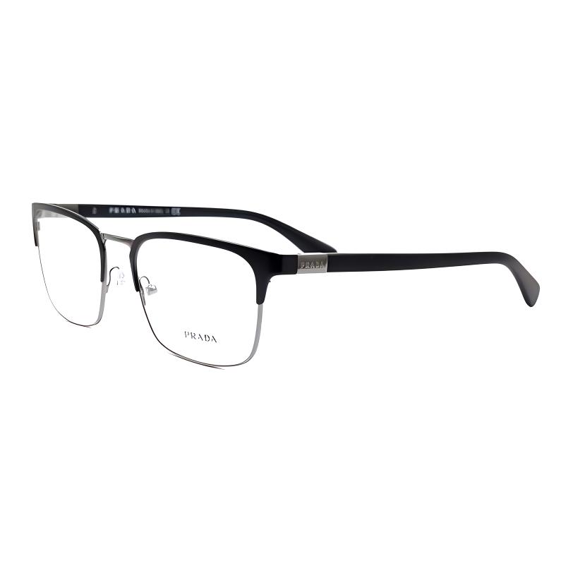PRADA Matte Black/Silver Square Optical Glasses for Men (Prescription Ready). 0PR54TV1BO1O155