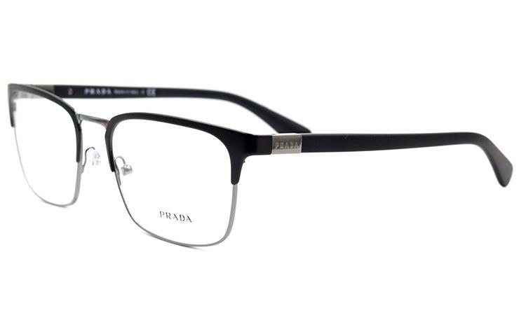 PRADA Matte Black/Silver Square Optical Glasses for Men (Prescription Ready). 0PR54TV1BO1O155 圖 2