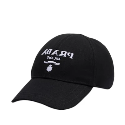 PRADA Men’s Black Embroidered Logo Fabric Baseball Cap 2HC2742CZQF0967