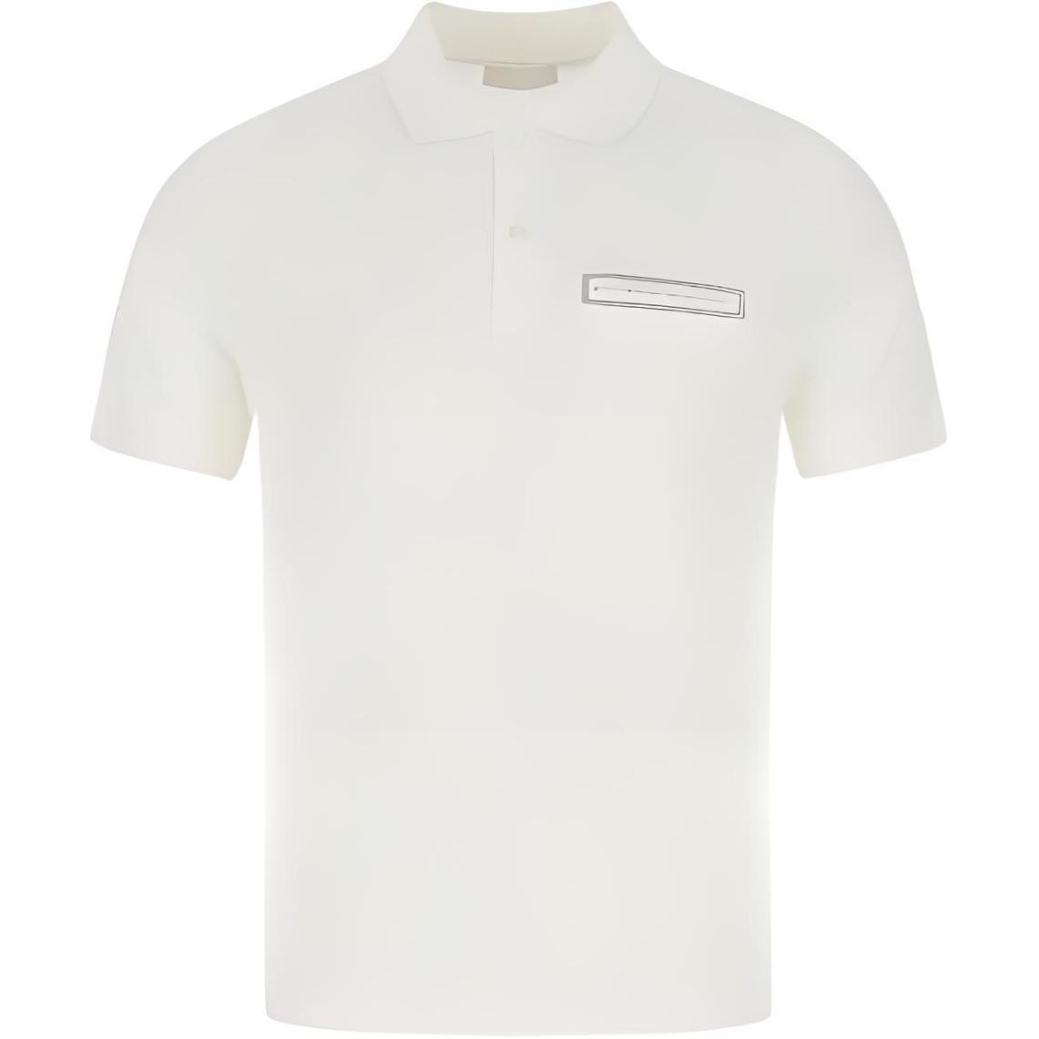 PRADA Men’s White Short Sleeve Polo Shirt with Chest Pocket. UJN481-1P6O-F0009-S-181