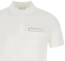 Shop PRADA 男士白色短袖胸袋 POLO 衫。 UJN481-1P6O-F0009-S-181