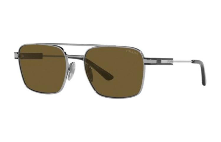 PRADA Metal Square Sunglasses Unisex Couple Style Silver. PR67ZS5AV01T