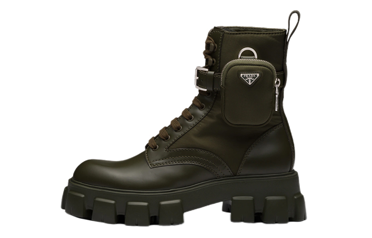 Prada Monolith 'Military Green Patent Leather Boot'