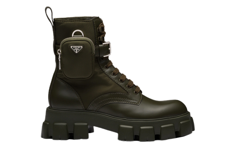 Order Prada Monolith Stivali in Pelle Verniciata Verde Militare 2UE007_3LFR_F0161_F_D002