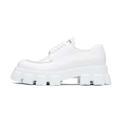 Prada Monolith 'White Velour Leather Lace-Up'