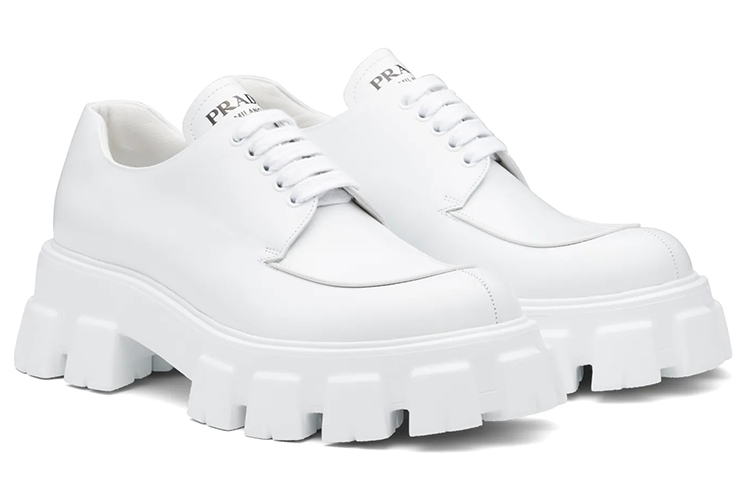 Prada Monolith 'White Velour Leather Lace-Up' 圖 3