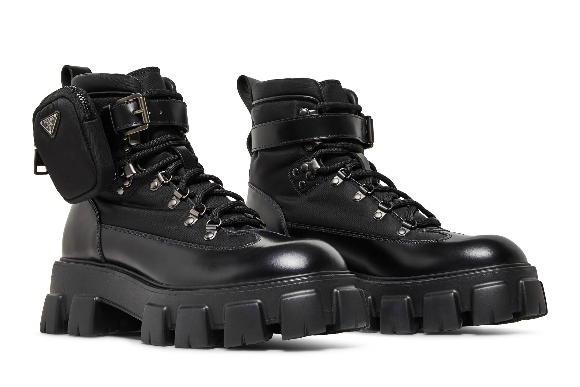 Cheap Prada Monolith 刷毛皮革靴「黑色」1T255M-3L09-F0002