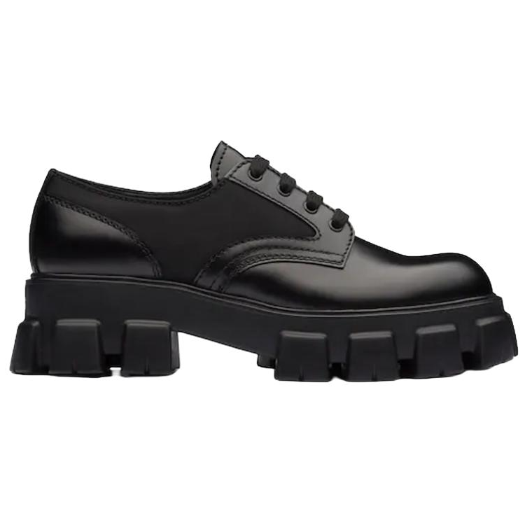 Prada Monolith Brushed Leather and Nylon Lace Up 'Black' 圖 2
