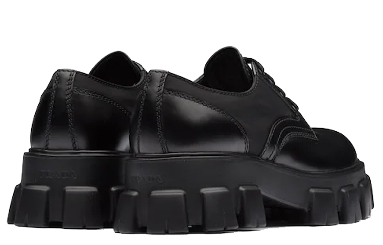 Prada Monolith Brushed Leather and Nylon Lace Up 'Black' 圖 4