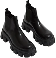 Lookbook Prada Sepatu Chelsea Kulit Brushed Monolith 'Hitam' 2TE174-B4L-F0002