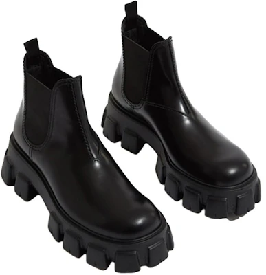 プラダ モノリス ブラッシュドレザー チェルシーブーツ (黒) 2TE174-B4L-F0002 Lookbook プラダ モノリス ブラッシュドレザー チェルシーブーツ (黒) 2TE174-B4L-F0002