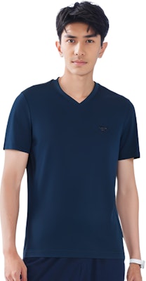 PRADA Camiseta Azul Marino de Algodón con Cuello en V y Mangas Cortas UJM565-1UOR-F0124-S-092 Purchase PRADA Camiseta Azul Marino de Algodón con Cuello en V y Mangas Cortas UJM565-1UOR-F0124-S-092
