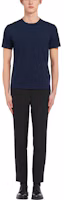 Shop PRADA 海軍藍修身純棉圓領T恤 UJM564-710-F0124-S-092