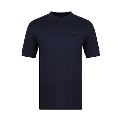 PRADA Navy Cotton Crewneck T-shirt UJN452-XGS-F0124