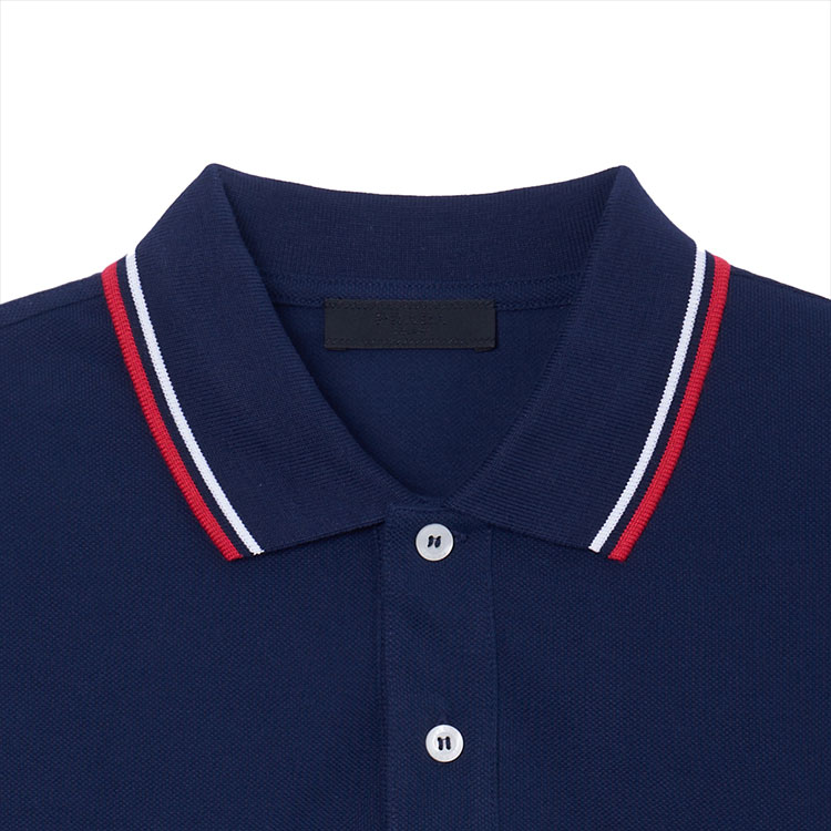 Purchase 普拉达海军蓝条纹Logo翻领POLO衫 SJN256-322-F0SJB