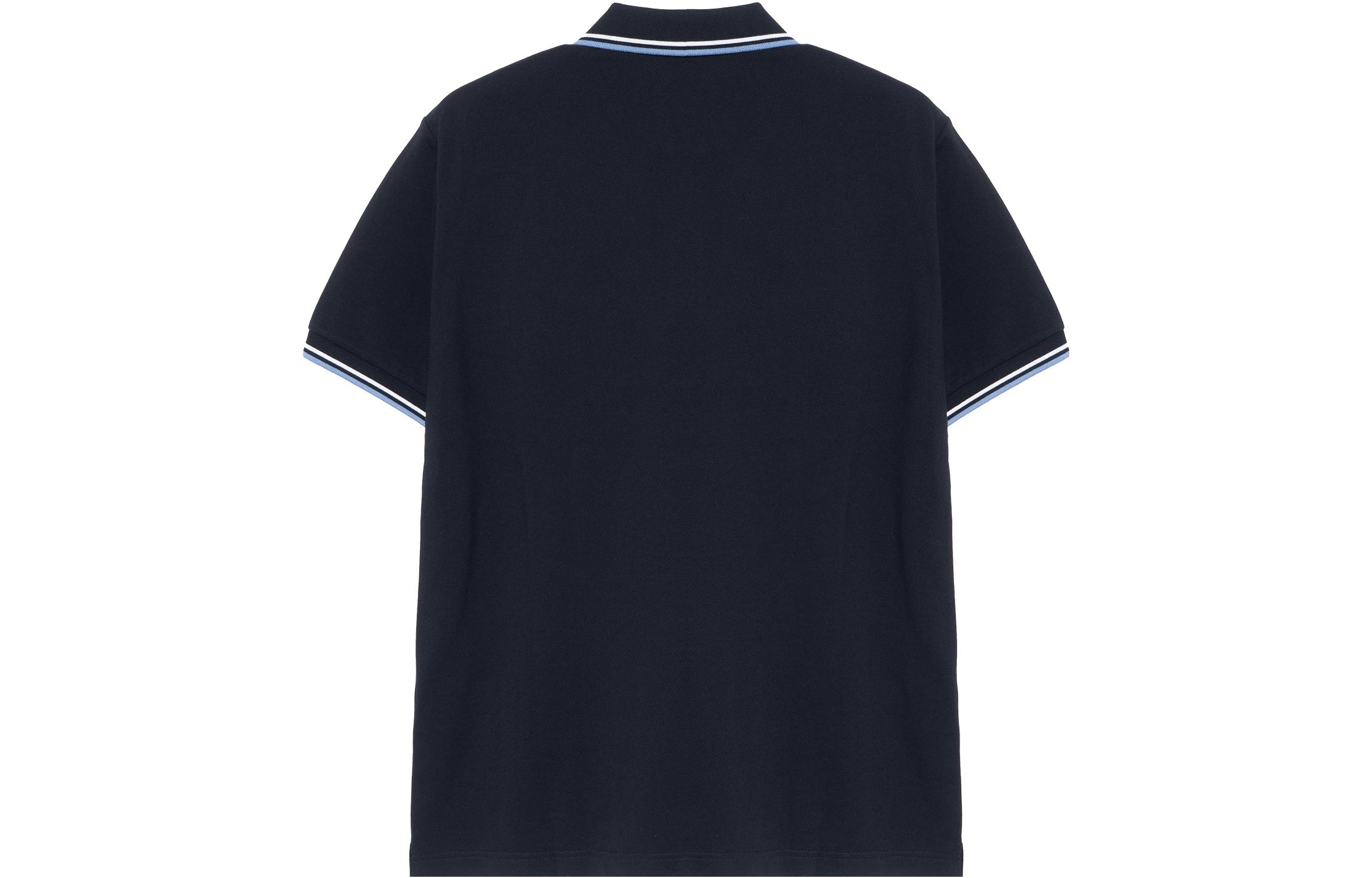 Lookbook PRADA Polo de Manga Corta Azul Marino con Logo y Rayas. SJN256-322-F01AE