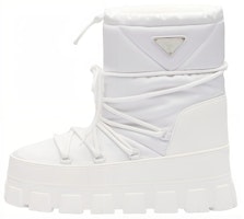 Prada Nylon Gabardine Logo Platform Ankle 'Snow Boot White' 2U007N_3LFV_F0009_F_040 Prada Nylon Gabardine Logo Platform Ankle 'Snow Boot White' 2U007N_3LFV_F0009_F_040