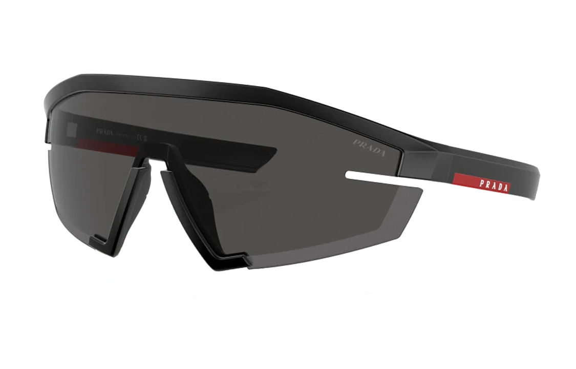 PRADA Nylon Irregular Sunglasses Unisex Black with Logo Details. PS03ZS1BO06F