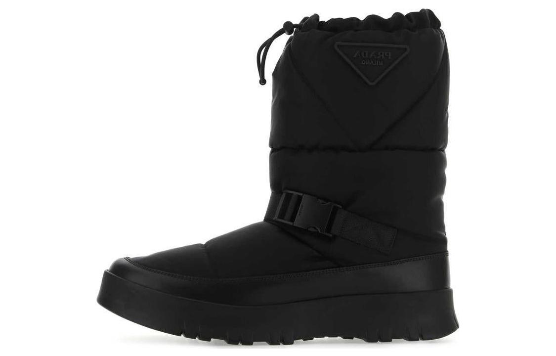 Prada Nylon Round-Toe Drawstring Ankle Boots 'Black'