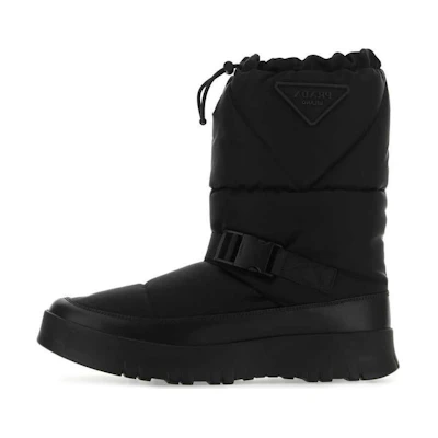 Prada Nylon Round-Toe Drawstring Ankle Boots 'Black'