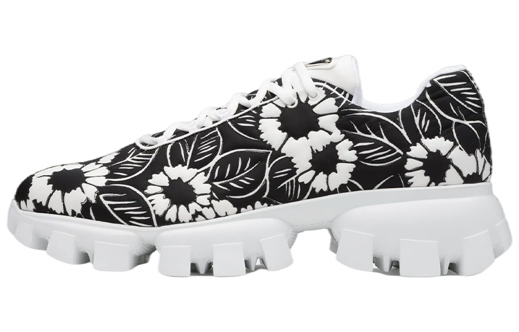 Prada Nylon Sneaker 'Floral Print Black and White'