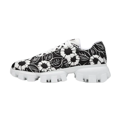 Prada Nylon Sneaker 'Floral Print Black and White'