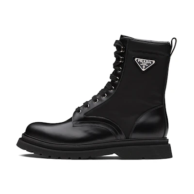 Prada Nylon Suede Leather Boots 'Black'