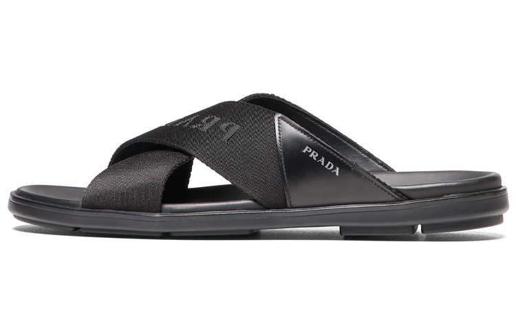 Buy PRADA 露趾一字套穿 時尚涼拖 男款 黑色