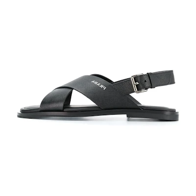Prada Open Toe Buckle Slide Sandals 'Black'