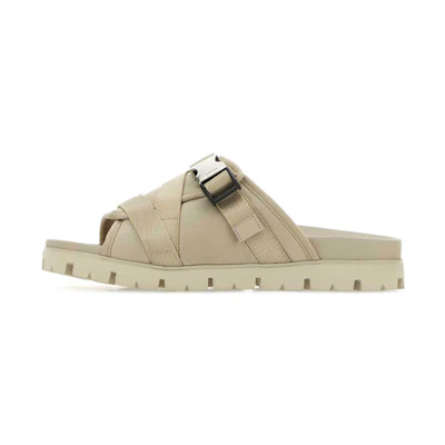 Prada Open Toe Flat Sandals 'Beige'