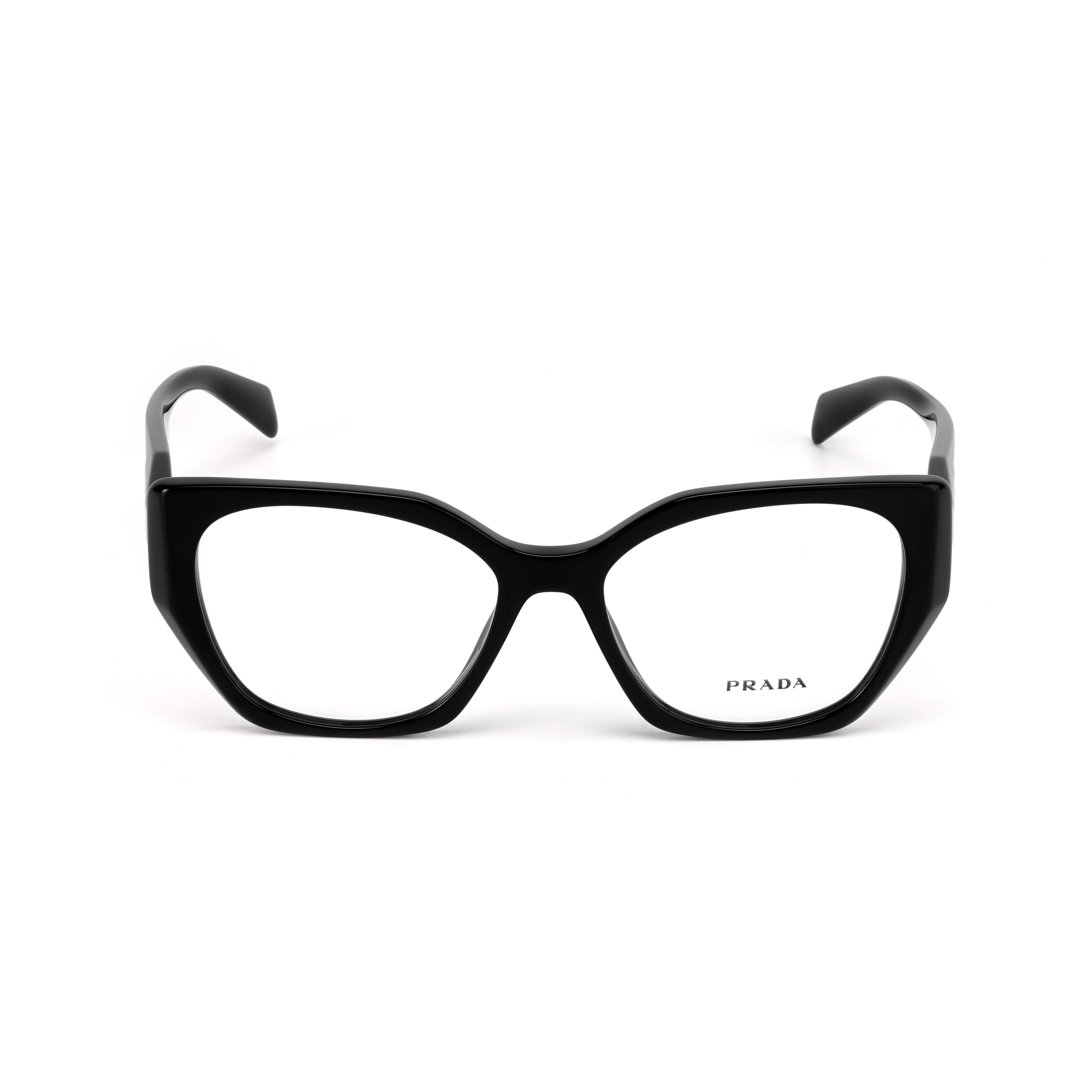 Order PRADA Optical Glasses Black Unisex Irregular Frame with Side Logo. PR18WV1AB1O1